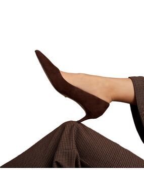 Pelle Moda Aeri Espresso Brown Suede Pointed-Toe Kitten Heel Pumps NWT Size 9.5